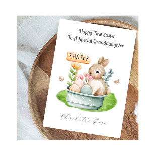 Festiva Tarjeta de conejito de Pascua para niña nieta prim