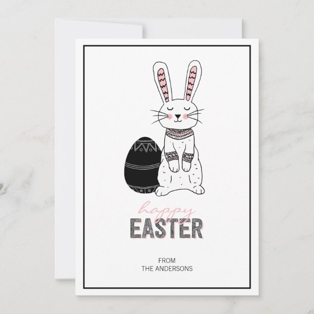 Festiva Tarjeta de conejo de conejo popular de pascua (Anverso)