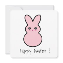 Tarjeta de conejo Hoppy Easter Pink Cute