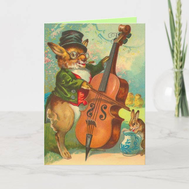 Festiva Tarjeta de conejo Retro Easter (Anverso)