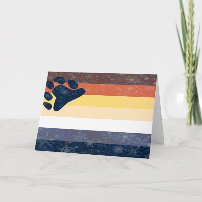 Festiva Tarjeta de copo de nieve con orgullo de oso (Anverso)