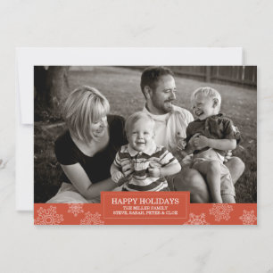 Festiva Tarjeta de copo de nieve Happy Holidays Plano