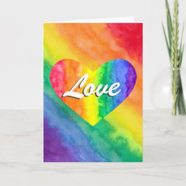 Festiva Tarjeta de corazón de amor arcoiris
