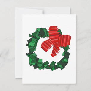 Festiva Tarjeta de corona verde y lazo rojo