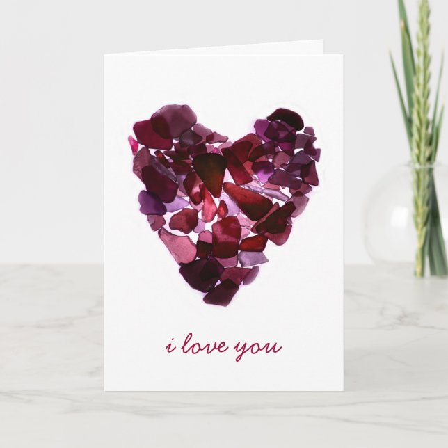 Festiva Tarjeta de cristal del corazón de la playa (Anverso)