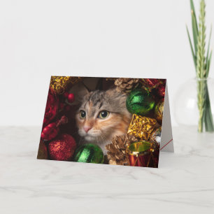 Festiva Tarjeta de cuatro páginas de la familia de felinos