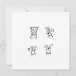 Festiva Tarjeta de cuatro perros escrupulosos