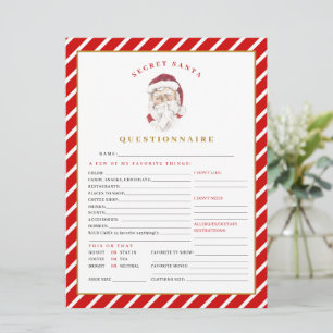Festiva Tarjeta de cuestionario secreto de Navidades de ME
