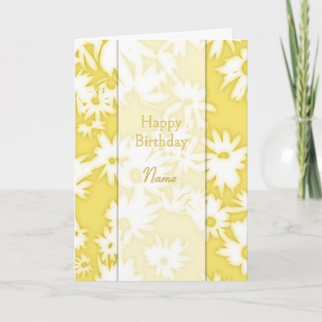 Festiva Tarjeta de cumpleaños amarilla Color Me Daisies (Anverso)