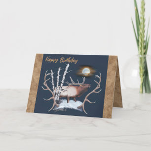 Festiva Tarjeta de cumpleaños Bull Elk