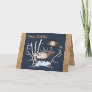 Festiva Tarjeta de cumpleaños Bull Elk