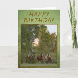 Festiva Tarjeta de cumpleaños "Caballos corriendo"