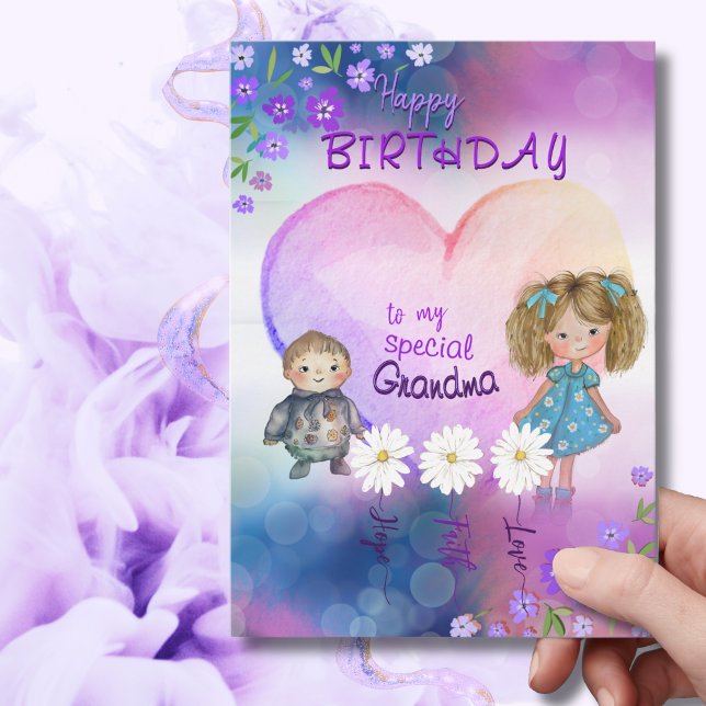 Festiva Tarjeta de cumpleaños caprichosa para la abuela es ( Whimsical Birthday Card for special Grandma )