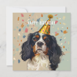 Festiva Tarjeta de cumpleaños Cavalier King Charled Spanie