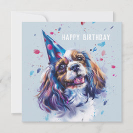 Festiva Tarjeta de cumpleaños Cavalier King Charled Spanie