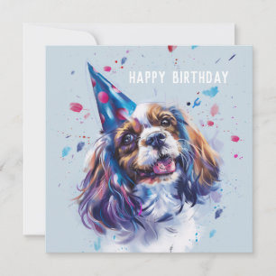 Festiva Tarjeta de cumpleaños Cavalier King Charled Spanie