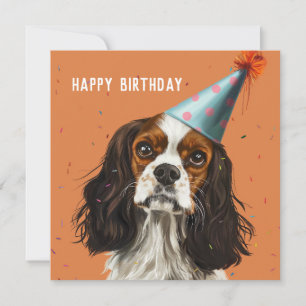 Festiva Tarjeta de cumpleaños Cavalier King Charled Spanie