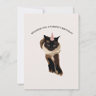Festiva Tarjeta de cumpleaños con gato siamés