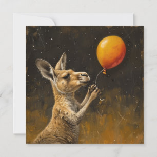 Festiva Tarjeta de cumpleaños con globo de canguro caprich