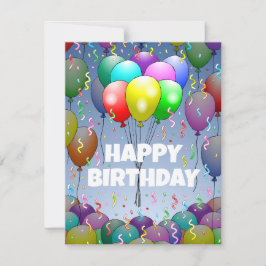 Festiva Tarjeta de cumpleaños con globos y confeti