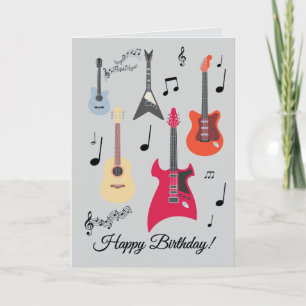 Festiva Tarjeta de cumpleaños con guitarra