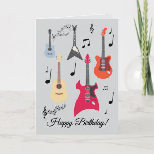Festiva Tarjeta de cumpleaños con guitarra