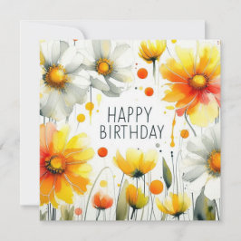 Festiva tarjeta de cumpleaños con marco de flores