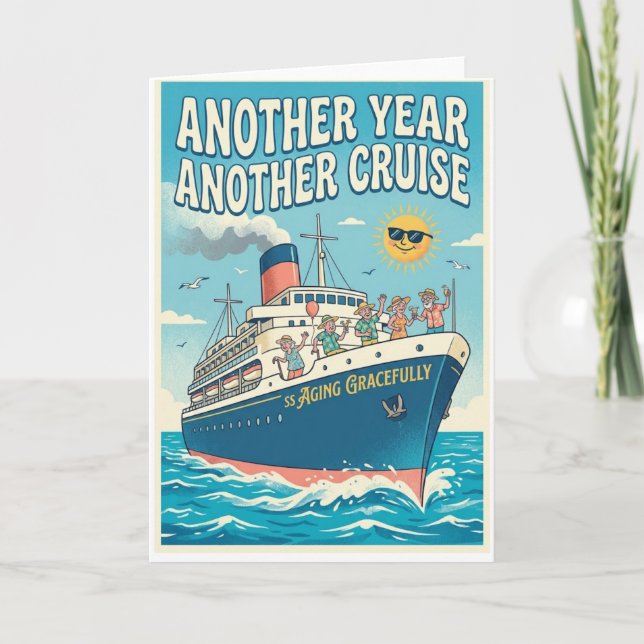 Festiva Tarjeta de cumpleaños con tema de crucero - ¡SS en (Anverso)