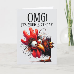 Festiva Tarjeta de cumpleaños con tema de gallo divertido