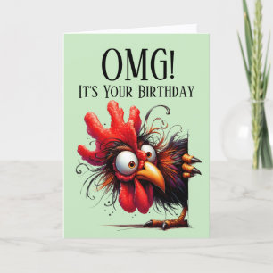 Festiva Tarjeta de cumpleaños con tema de gallo divertido