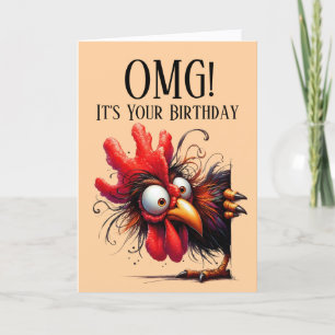 Festiva Tarjeta de cumpleaños con tema de gallo divertido