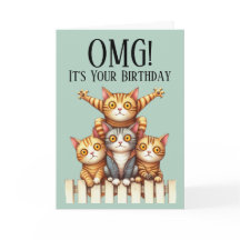 Tarjeta de cumpleaños con tema de gato lindo