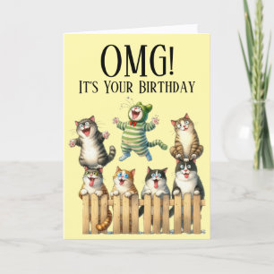 Festiva Tarjeta de cumpleaños con tema de gato lindo