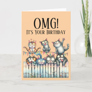 Festiva Tarjeta de cumpleaños con tema de gato lindo OMG