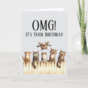 Festiva Tarjeta de cumpleaños con tema de gato lindo OMG