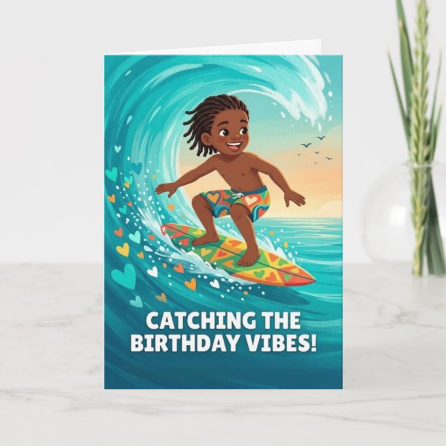 Festiva Tarjeta de cumpleaños con vibraciones de cumpleaño (Anverso)