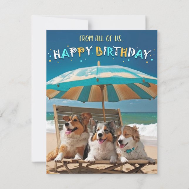 Festiva Tarjeta de cumpleaños Corgi de todos nosotros (Anverso)