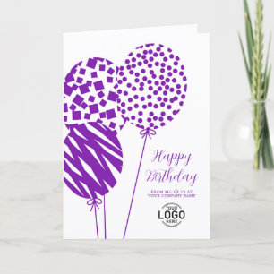 Festiva Tarjeta de cumpleaños corporativa con globos blanc