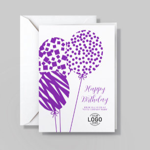 Festiva Tarjeta de cumpleaños corporativa con globos blanc