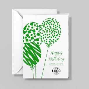 Festiva Tarjeta de cumpleaños corporativa con globos verde