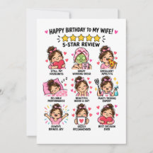 Tarjeta de cumpleaños de 5 estrellas para esposa,