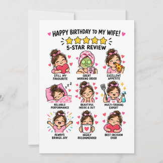 Festiva Tarjeta de cumpleaños de 5 estrellas para esposa,