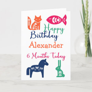 Festiva Tarjeta de cumpleaños de 6 meses para animales de 