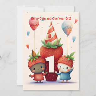 Festiva Tarjeta de cumpleaños de Berry Cute 1º aniversario