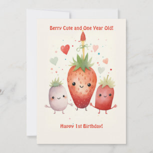 Festiva Tarjeta de cumpleaños de Berry Cute 1º aniversario