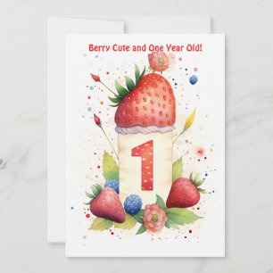 Festiva Tarjeta de cumpleaños de Berry Cute 1º aniversario
