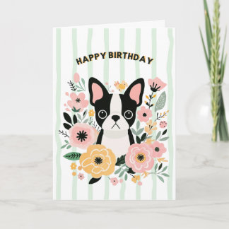 Festiva Tarjeta de cumpleaños de Boston Terrier