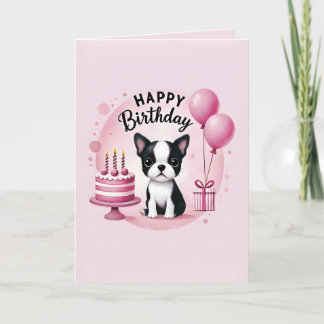 Festiva Tarjeta de cumpleaños de Boston Terrier