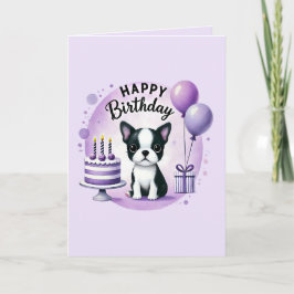 Festiva Tarjeta de cumpleaños de Boston Terrier