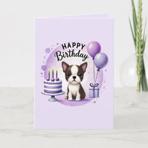 Festiva Tarjeta de cumpleaños de Boston Terrier